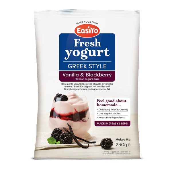 EasiYo Yogurt Stile Greco al Gusto di Vaniglia e Mora (1x)