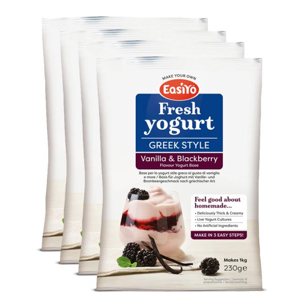 EasiYo Yogurt Stile Greco al Gusto di Vaniglia e Mora (4x)